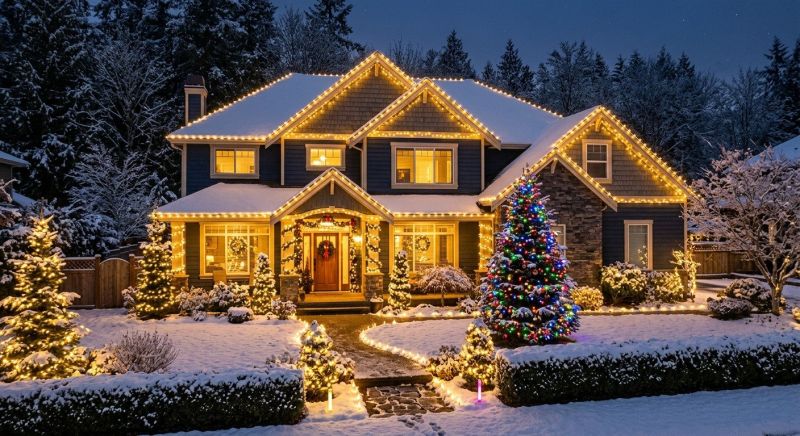 Holiday Lights Hanging in Olathe, KS
