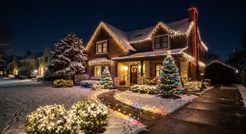 Holiday Lights Hanging in Olathe, KS