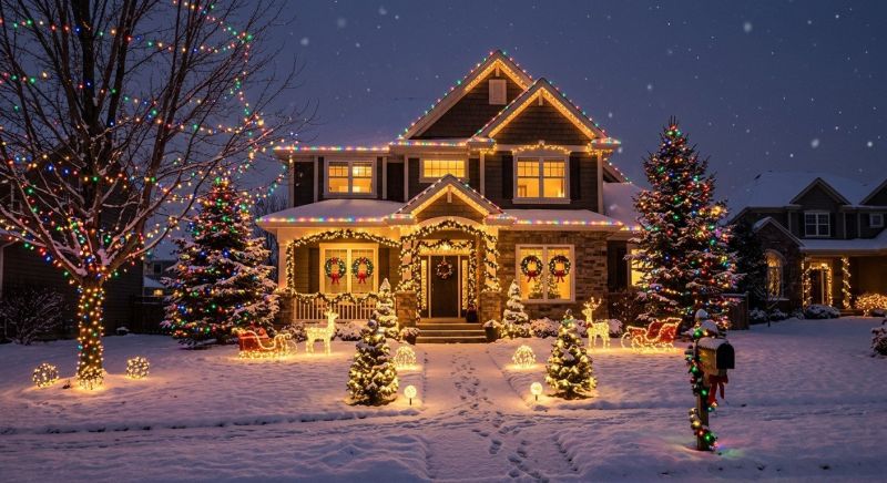Holiday Lights Hanging in Olathe, KS